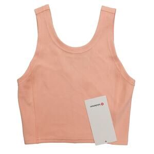 New Lululemon Size 6 Ribbed Softstreme Cropped Tank PCHB Peach Bellini